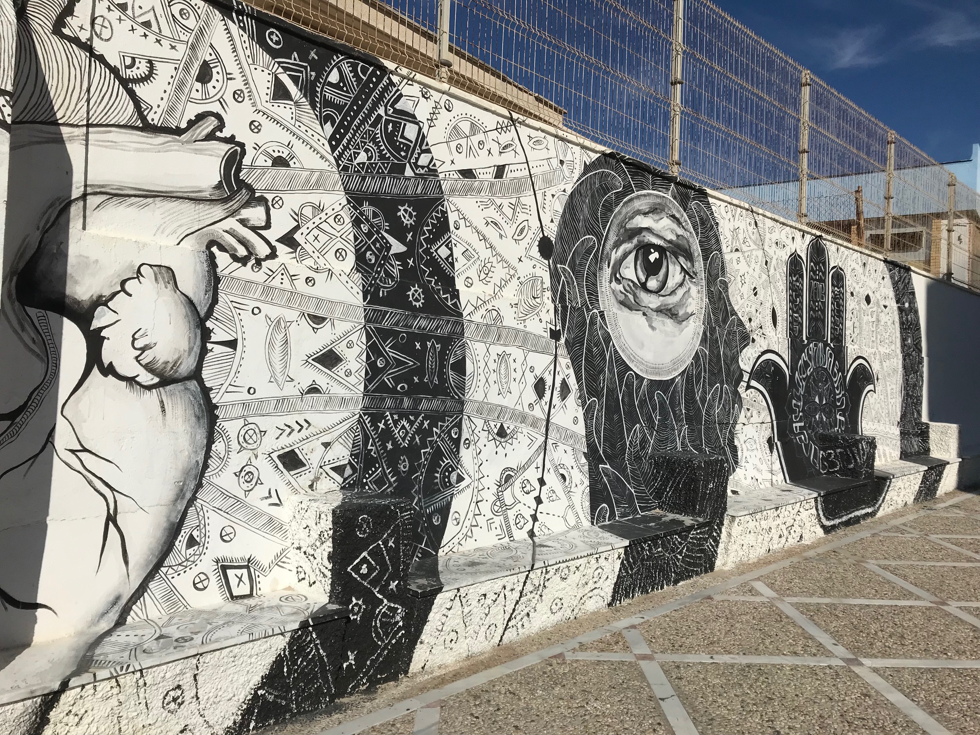 Street-art-bench in Tarifa, Spain